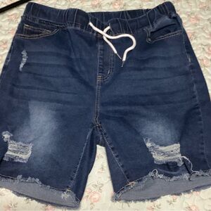 SHEIN Blue Distressed Denim Shorts
